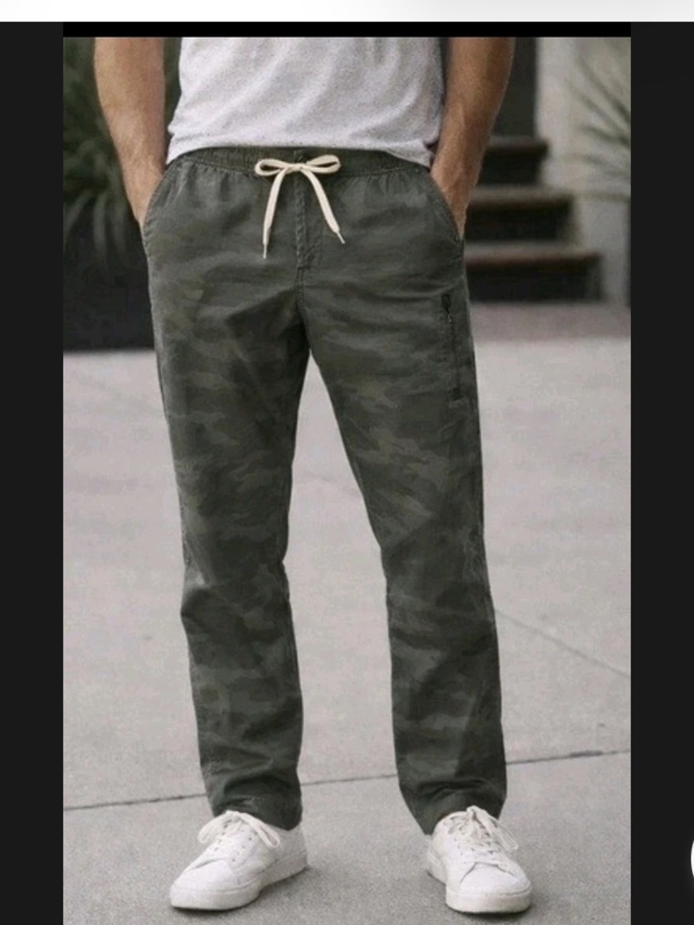 Vuori Men's Camouflage Drawstring Casual Pants - Olive Green